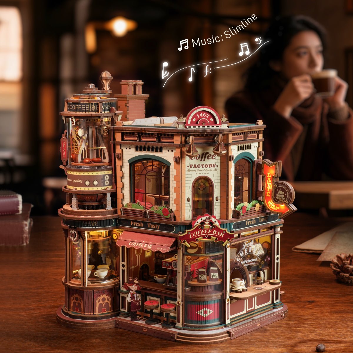 HiNooki Coffee Factory DIY Book Nook Kit